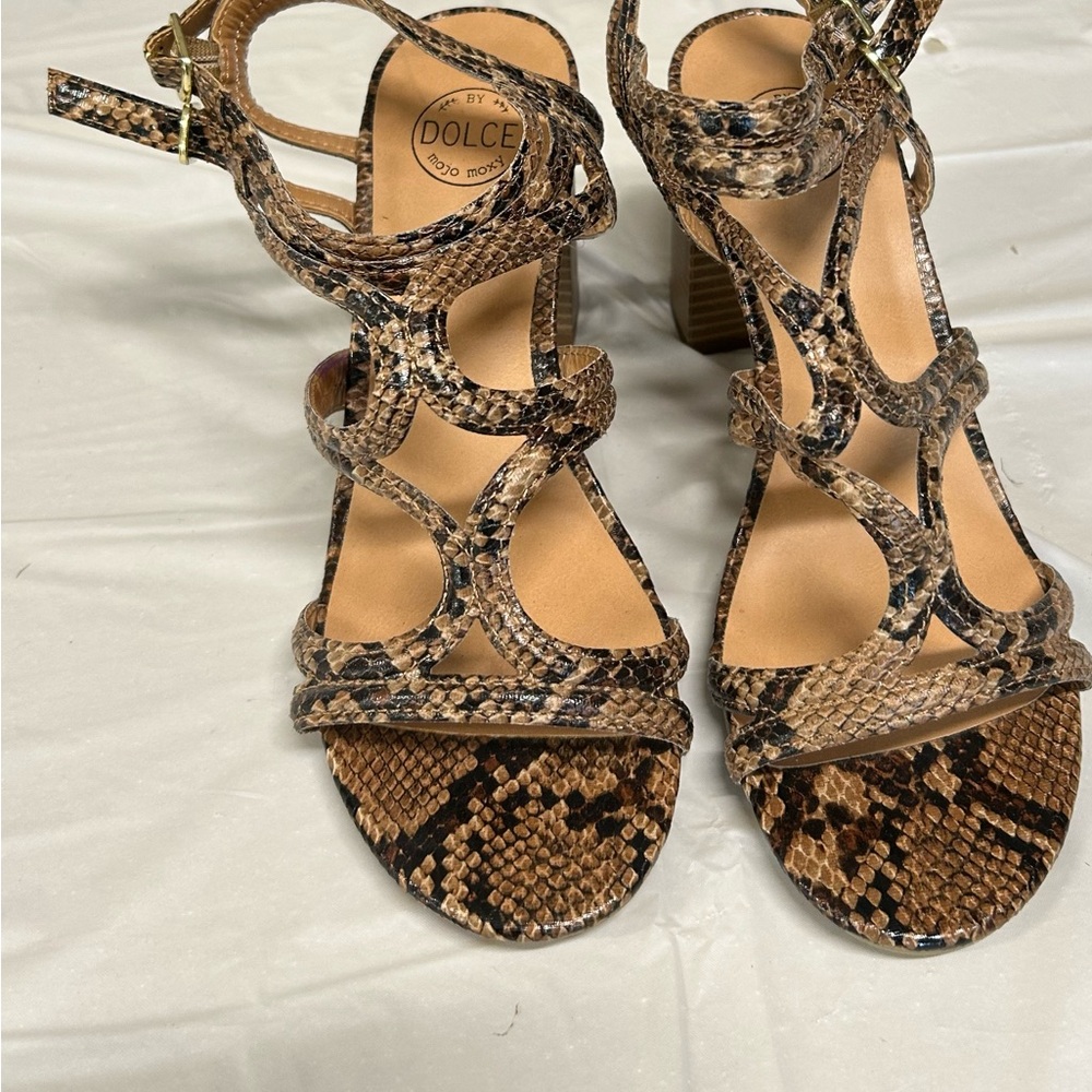 Dolce Mojo Moxy Brown Snake Print Heels